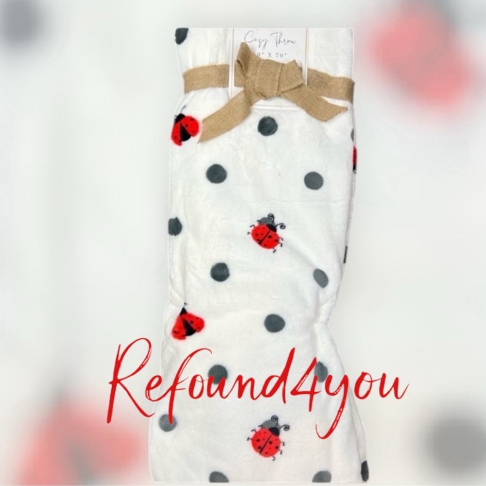 The Flower Garden - ‘Lucky Ladybugs’ plush throw. 60” x 70” NWT. Firm! Last one!